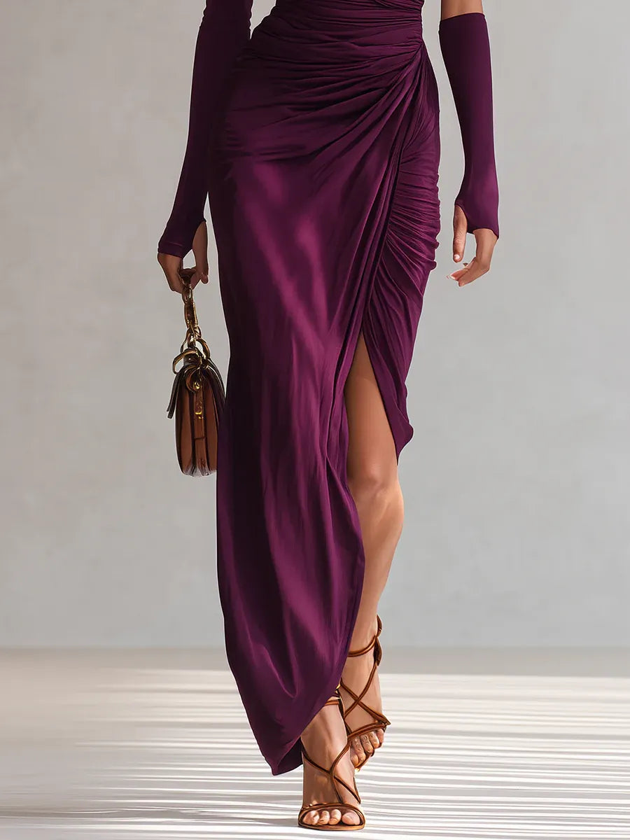 Rosalia™ - Elegante vestido largo morado sexy con un solo hombro