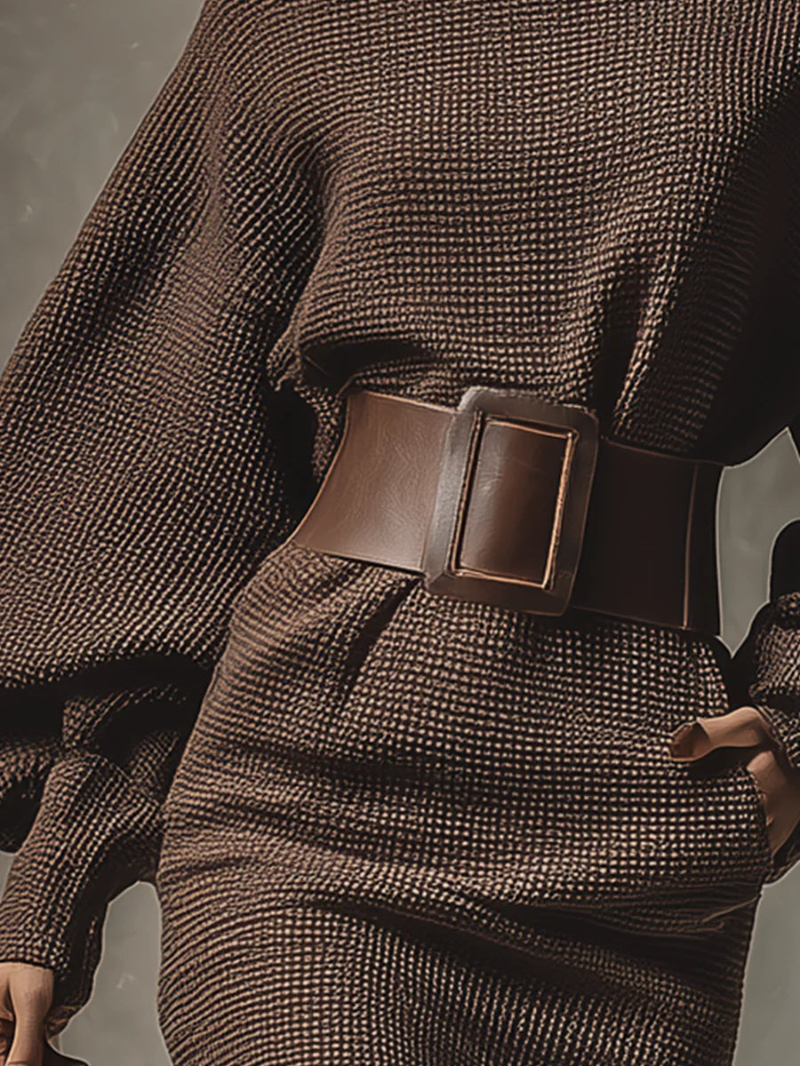 Carolina™ | Vestido corto de punto con cinturón estructurado