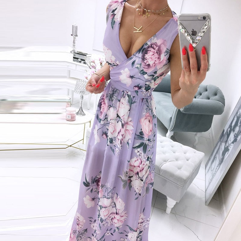 Carol - Vestido de playa de mujer sin mangas y escote en V