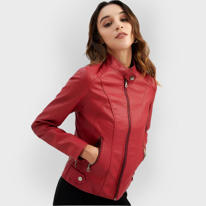 Sara | Chaqueta minimalista de piel lisa