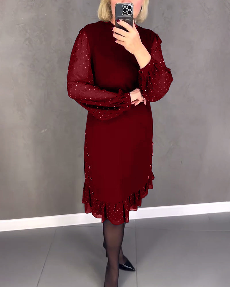 ELIANA | Vestido elegante con mangas transparentes y corte favorecedor para ocasiones otoñales