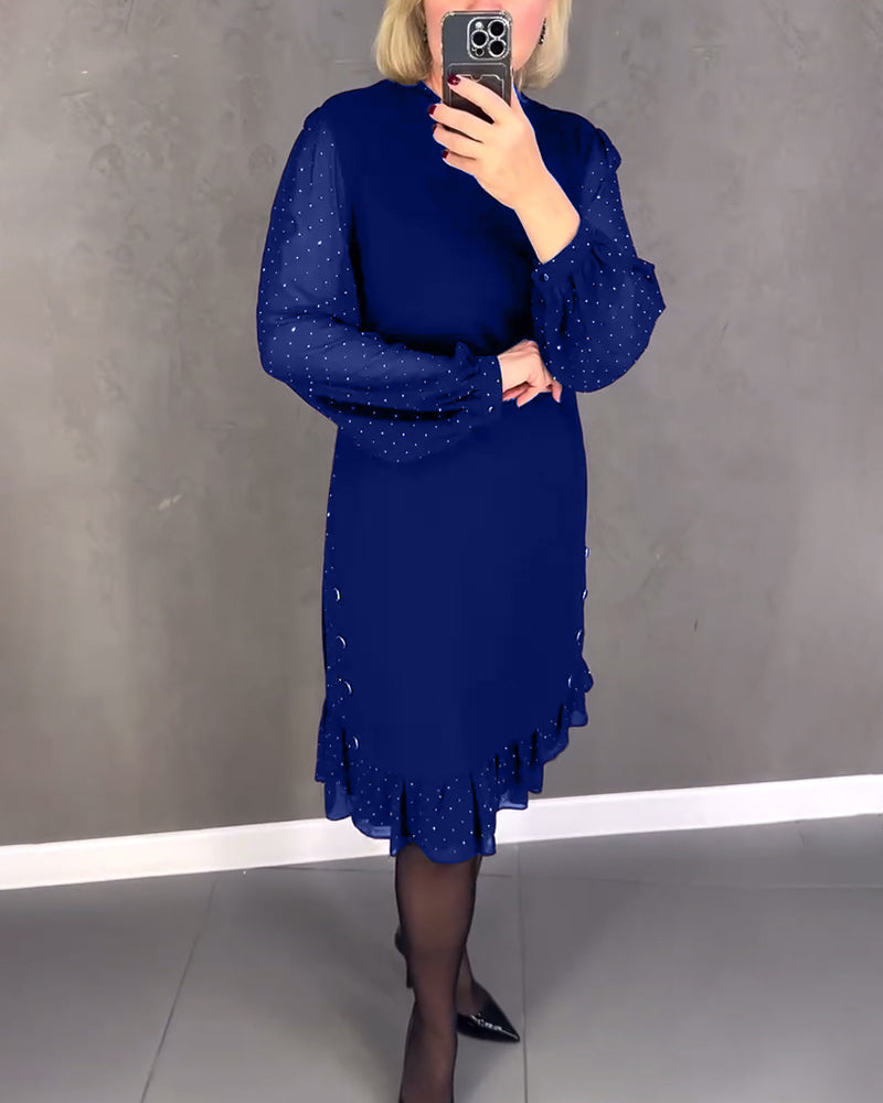 ELIANA | Vestido elegante con mangas transparentes y corte favorecedor para ocasiones otoñales