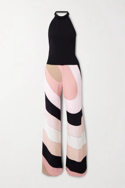 Silvana - Mono con cuello halter estampado