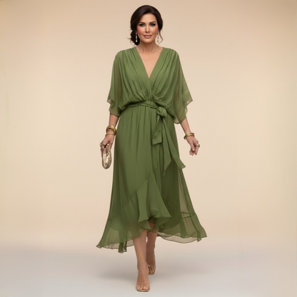 Carmen - Vestido de chiffon con escote en V