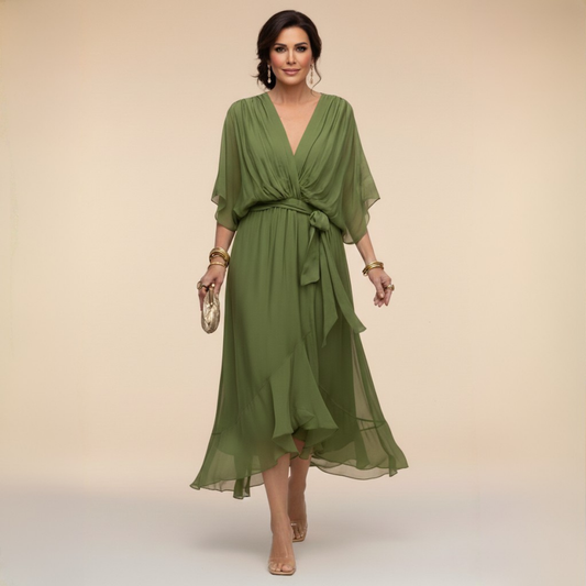 Carmen - Vestido de chiffon con escote en V