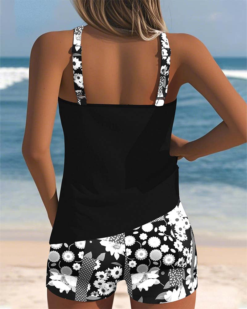Marina | Traje de baño de dos piezas con corte relajado y estilo playero floral