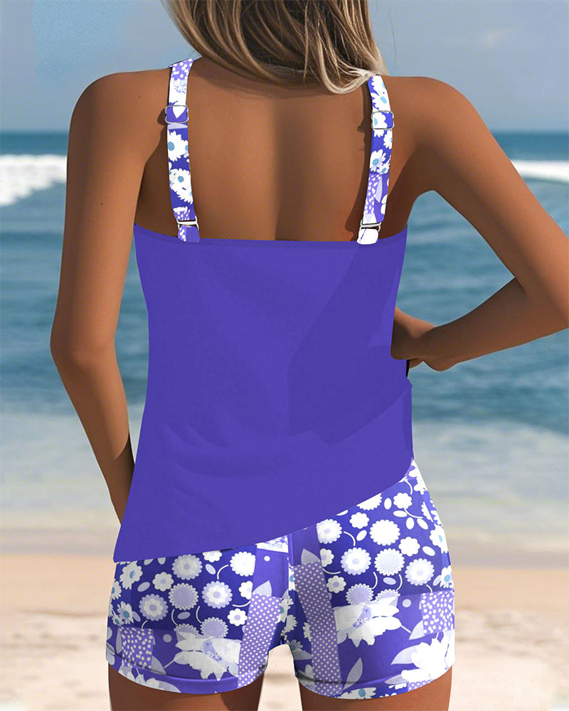 Marina | Traje de baño de dos piezas con corte relajado y estilo playero floral