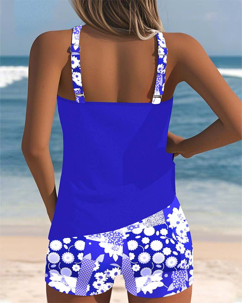 Marina | Traje de baño de dos piezas con corte relajado y estilo playero floral