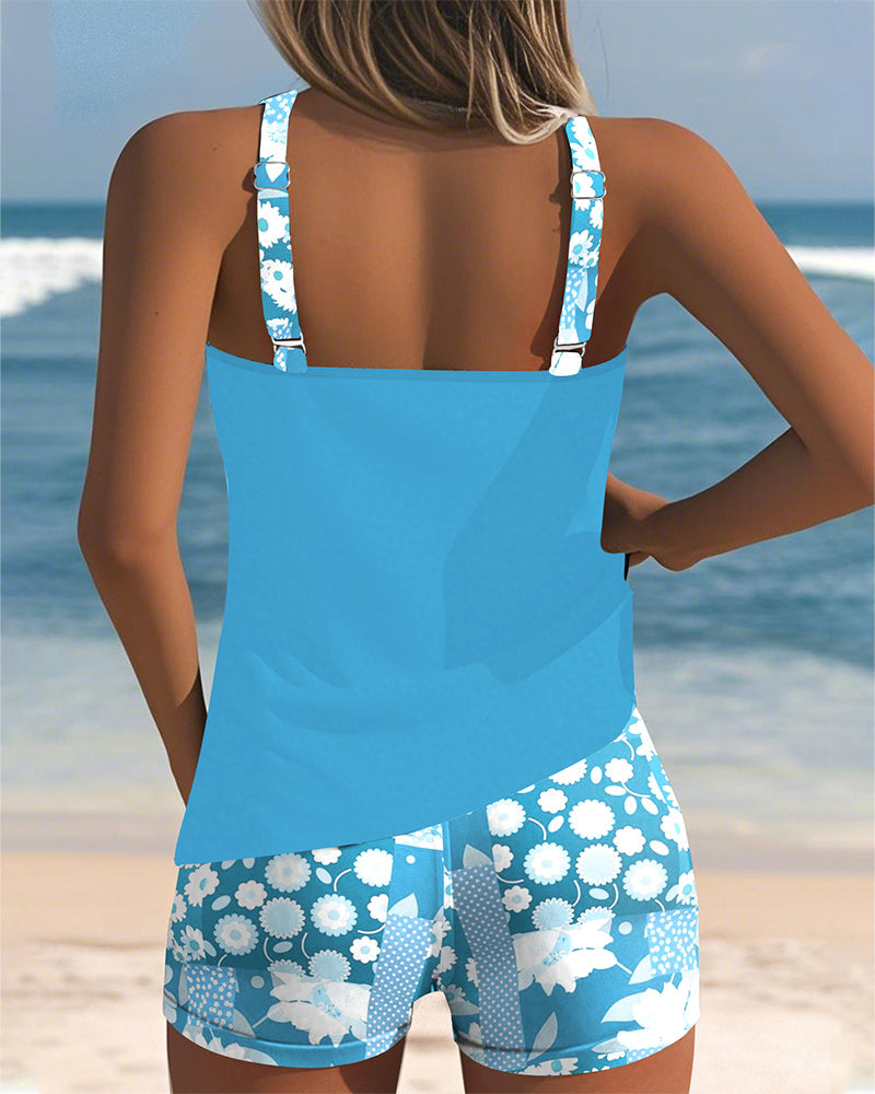 Marina | Traje de baño de dos piezas con corte relajado y estilo playero floral