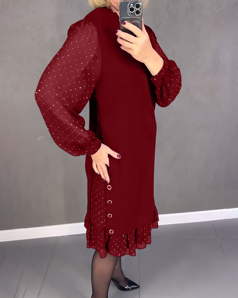 ELIANA | Vestido elegante con mangas transparentes y corte favorecedor para ocasiones otoñales
