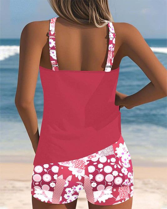 Marina | Traje de baño de dos piezas con corte relajado y estilo playero floral