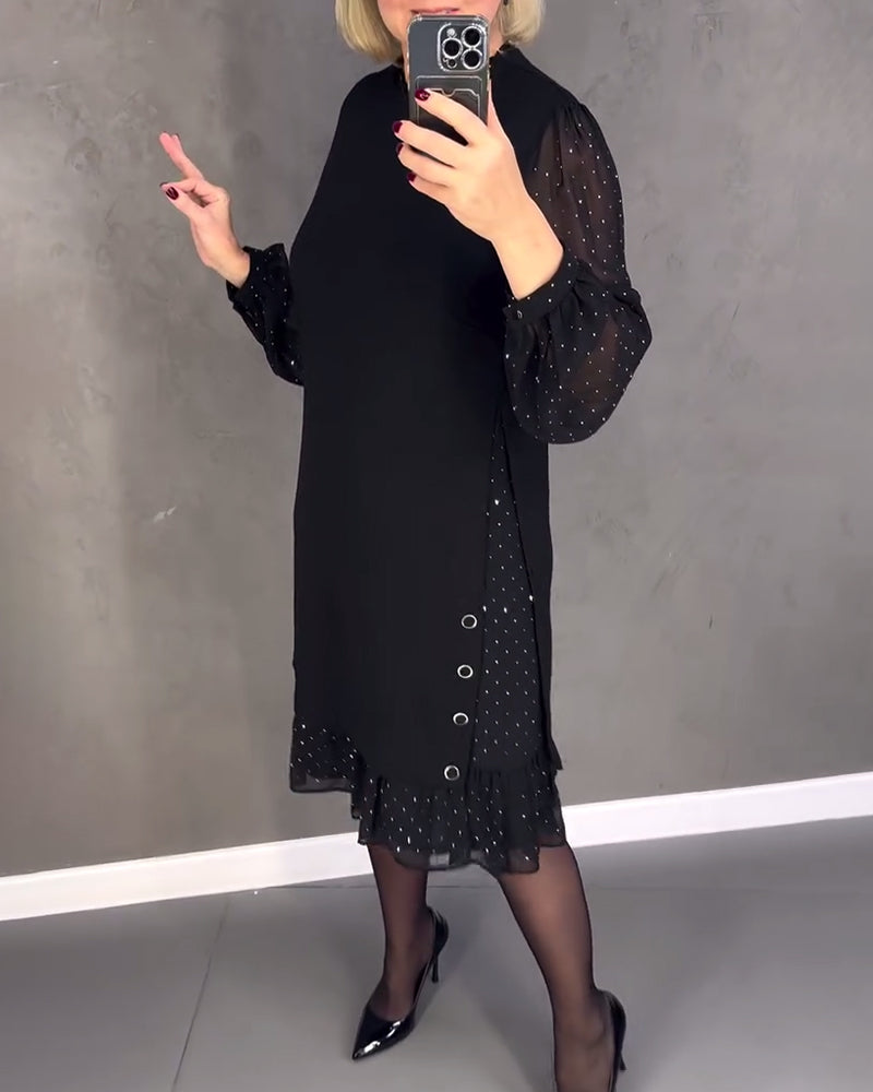 ELIANA | Vestido elegante con mangas transparentes y corte favorecedor para ocasiones otoñales