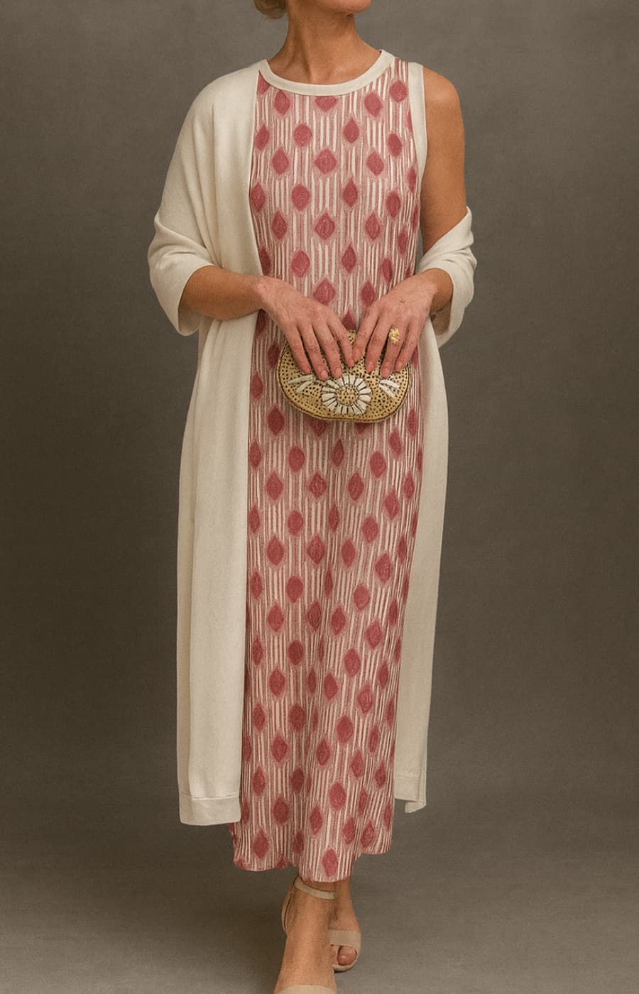 MILENA | Vestido elegante satinado con estola incluida y corte estilizado para ocasiones especiales