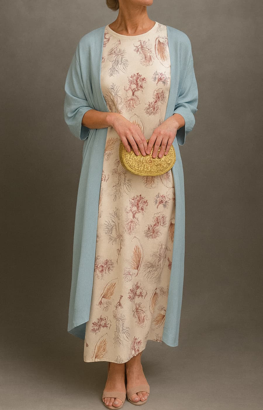 MILENA | Vestido elegante satinado con estola incluida y corte estilizado para ocasiones especiales