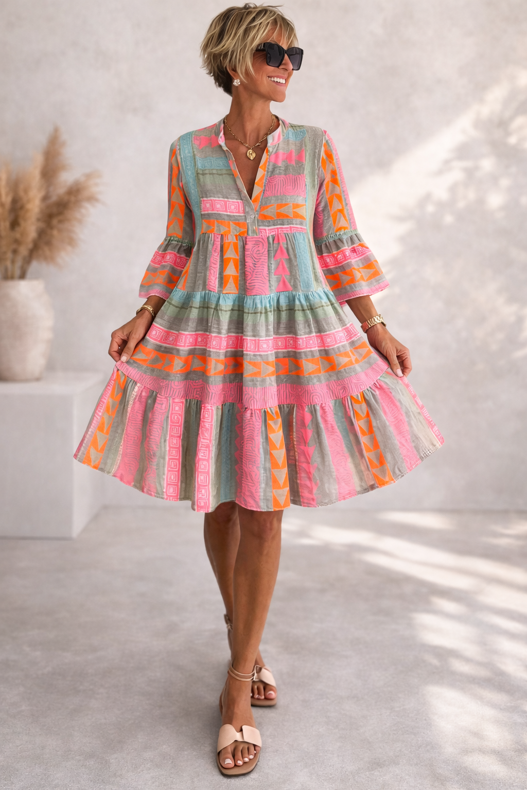 Lucía | Vestido midi holgado con estampado