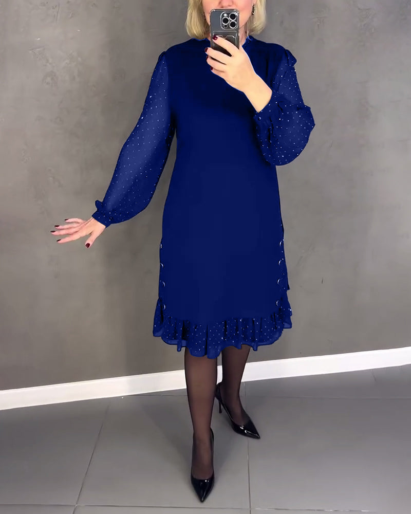 ELIANA | Vestido elegante con mangas transparentes y corte favorecedor para ocasiones otoñales