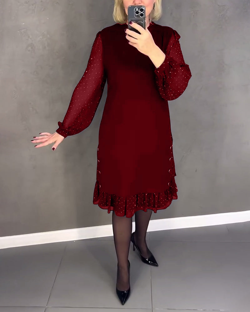 ELIANA | Vestido elegante con mangas transparentes y corte favorecedor para ocasiones otoñales