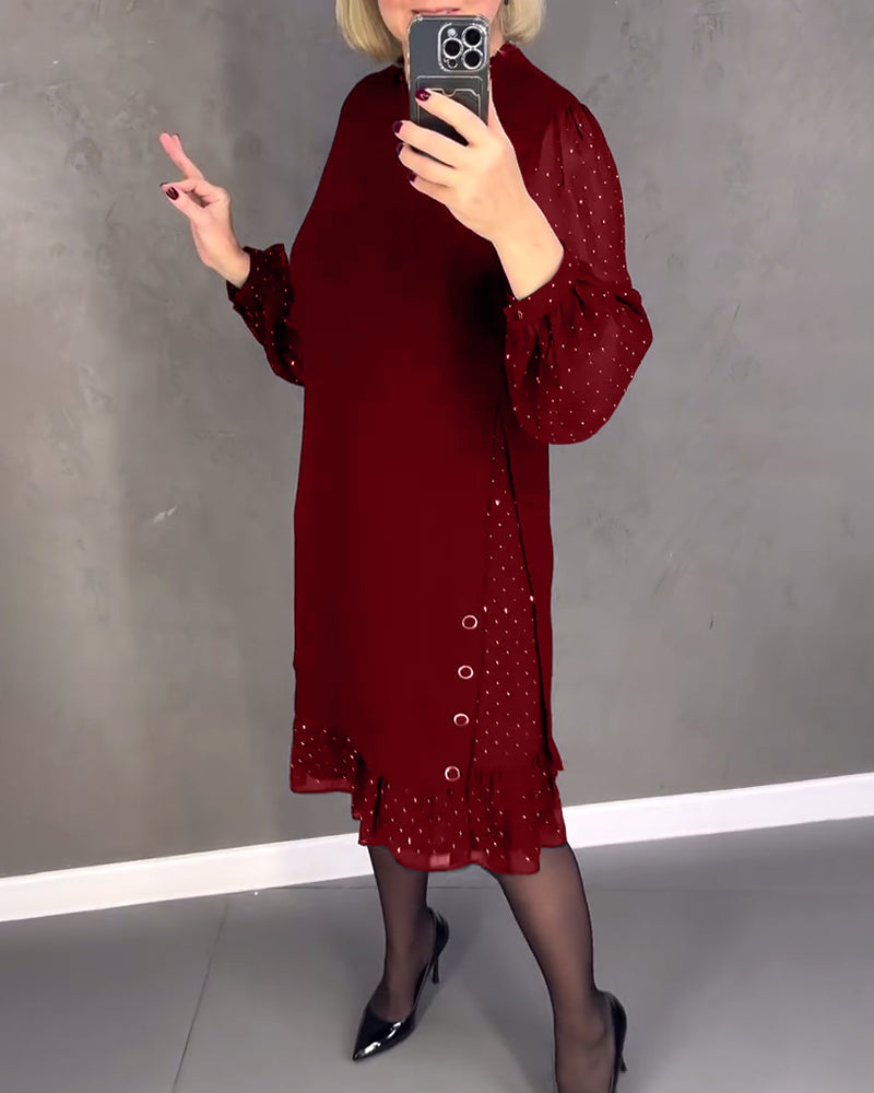 ELIANA | Vestido elegante con mangas transparentes y corte favorecedor para ocasiones otoñales
