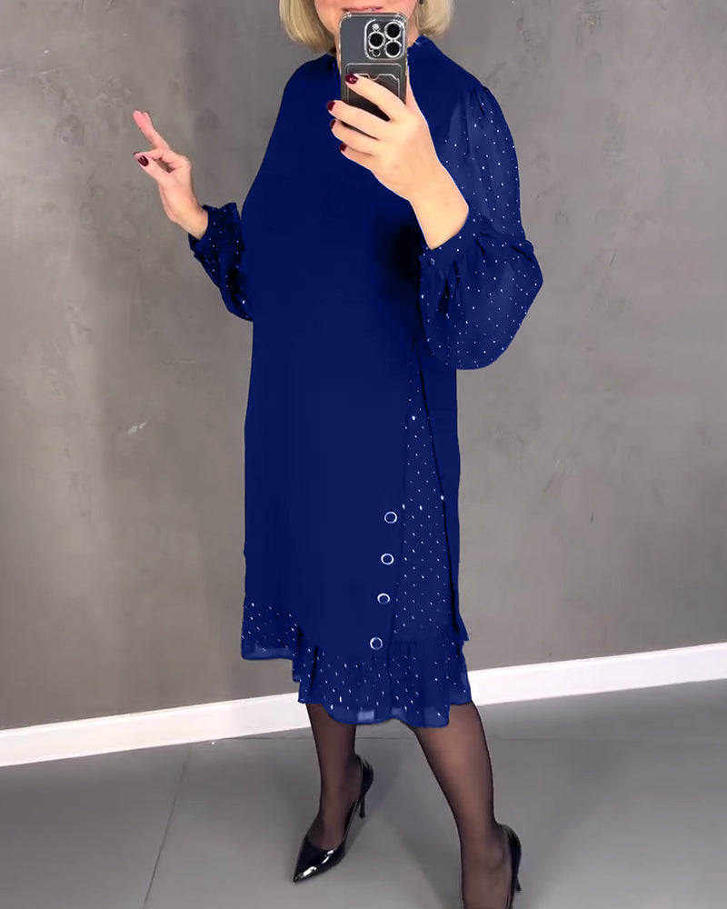 ELIANA | Vestido elegante con mangas transparentes y corte favorecedor para ocasiones otoñales