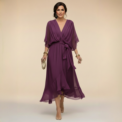 Carmen - Vestido de chiffon con escote en V