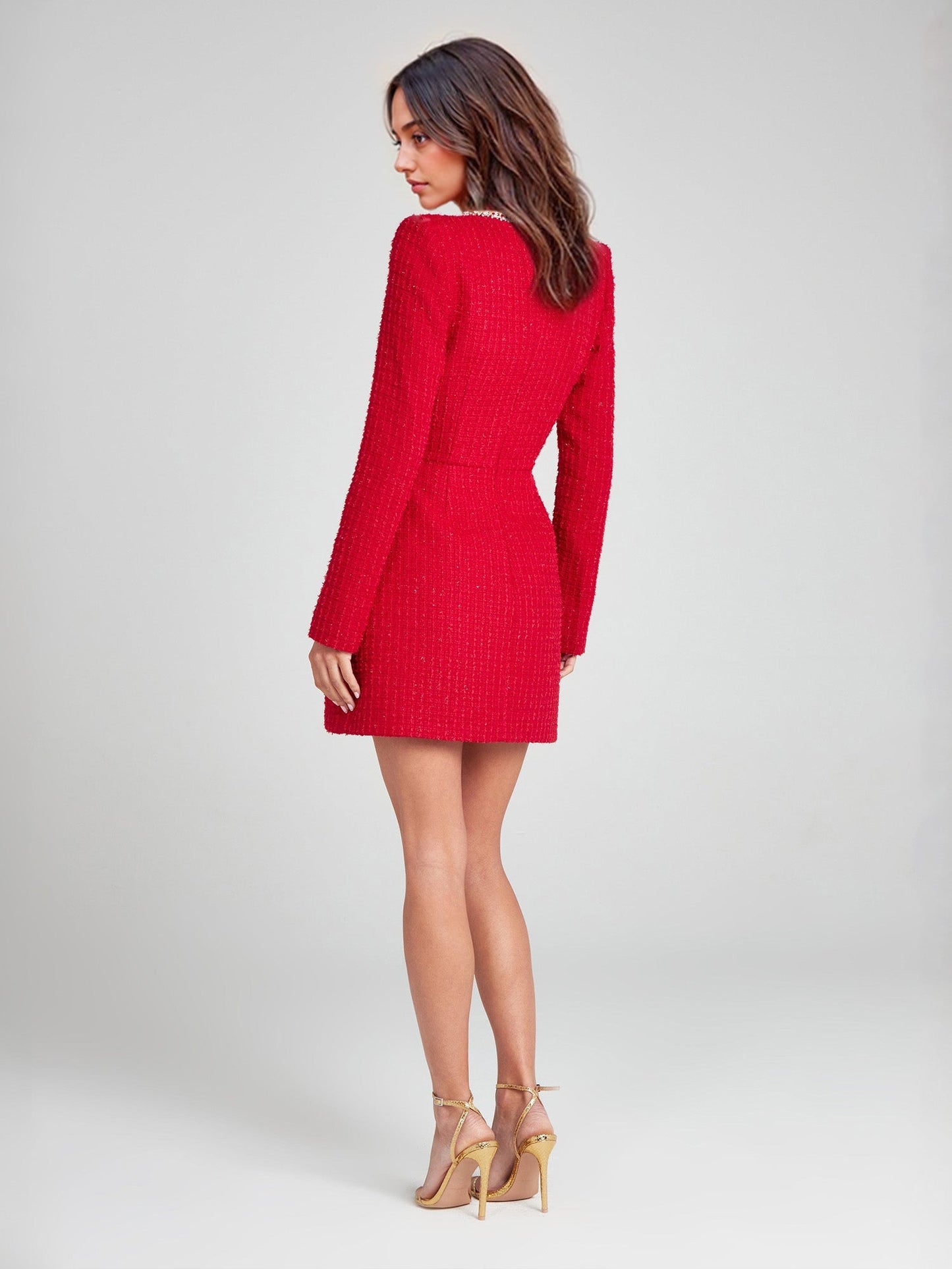 Charlotte™ | Vestido de tweed con escote cuadrado y perlas