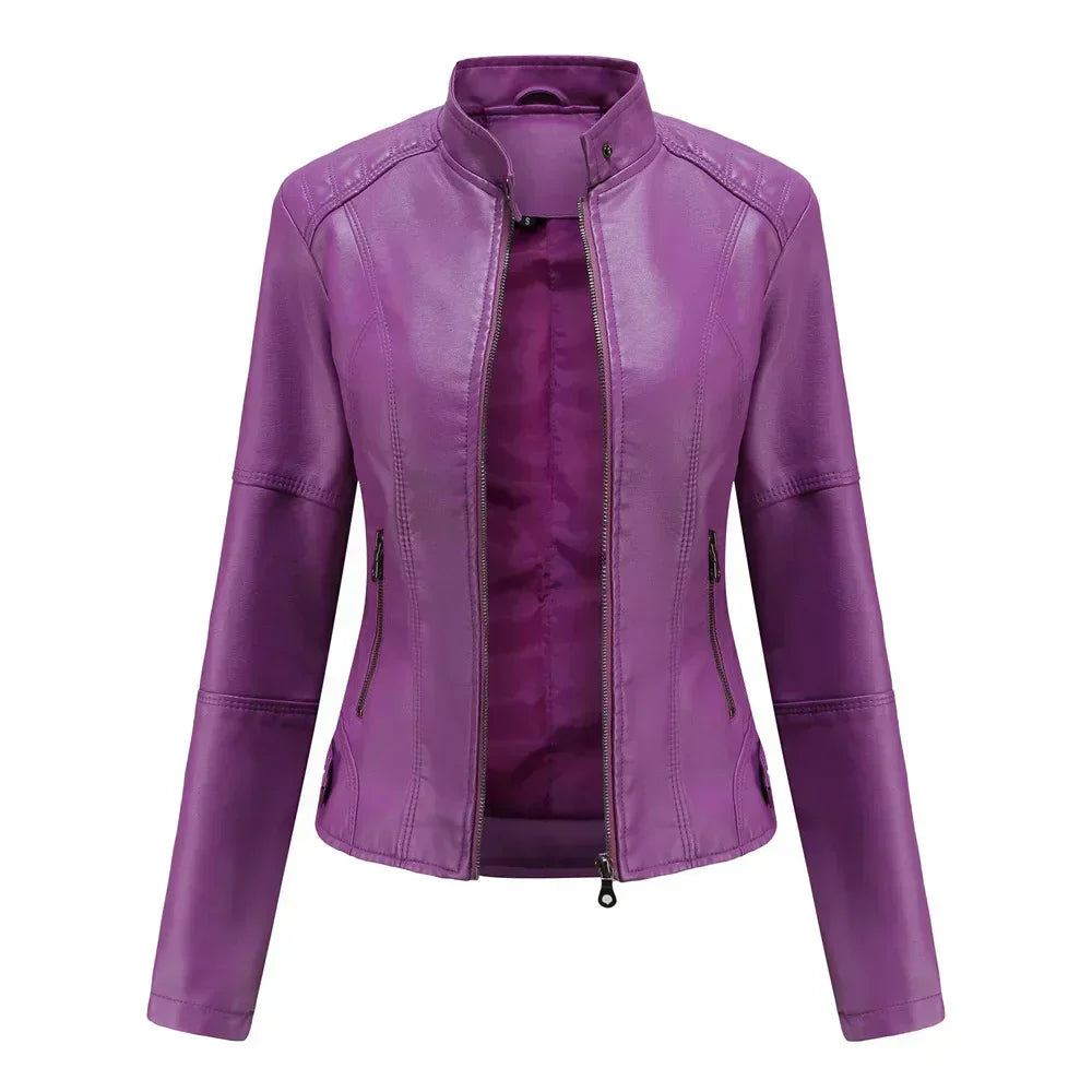 Sara | Chaqueta minimalista de piel lisa
