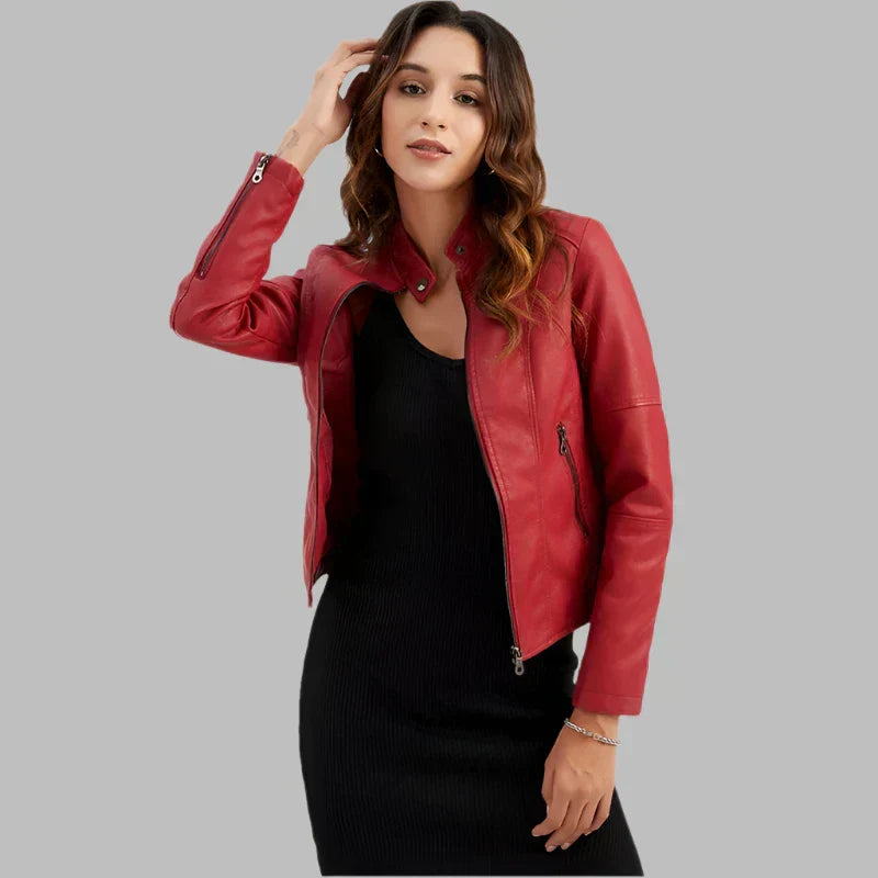 Sara | Chaqueta minimalista de piel lisa