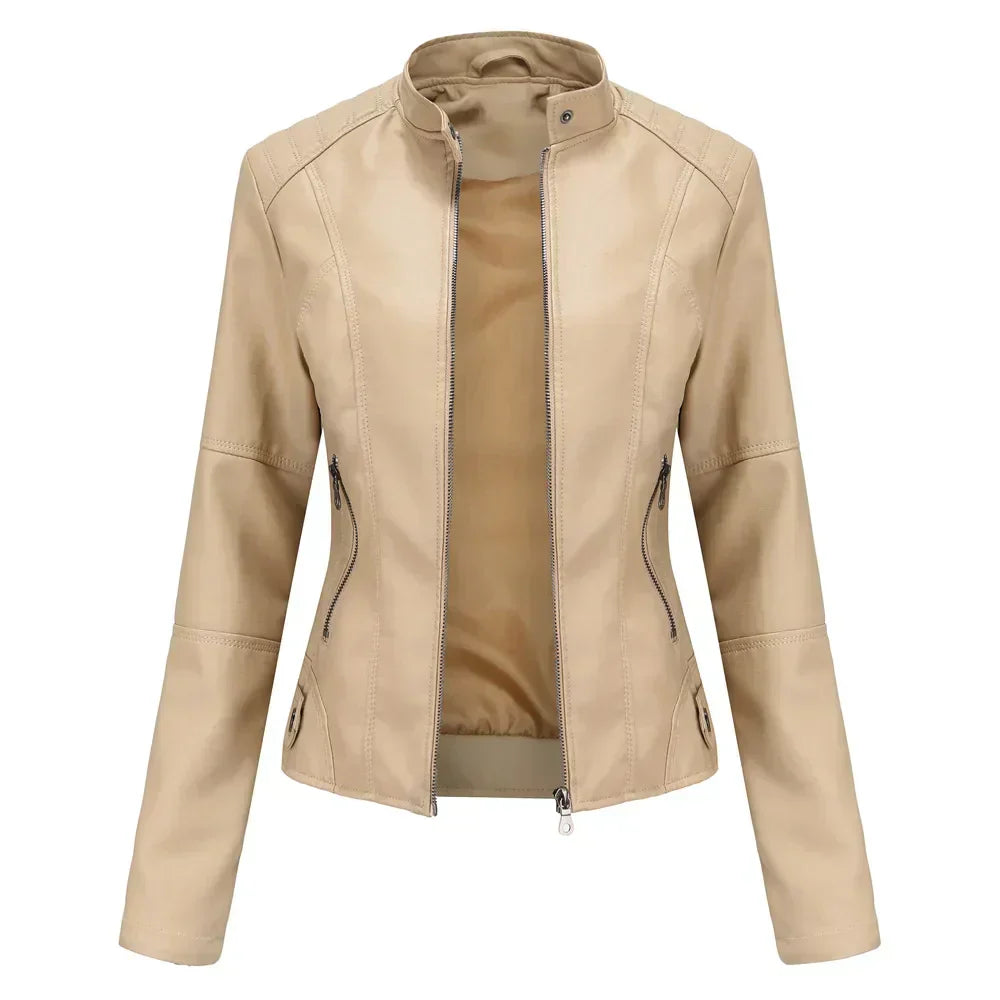 Sara | Chaqueta minimalista de piel lisa