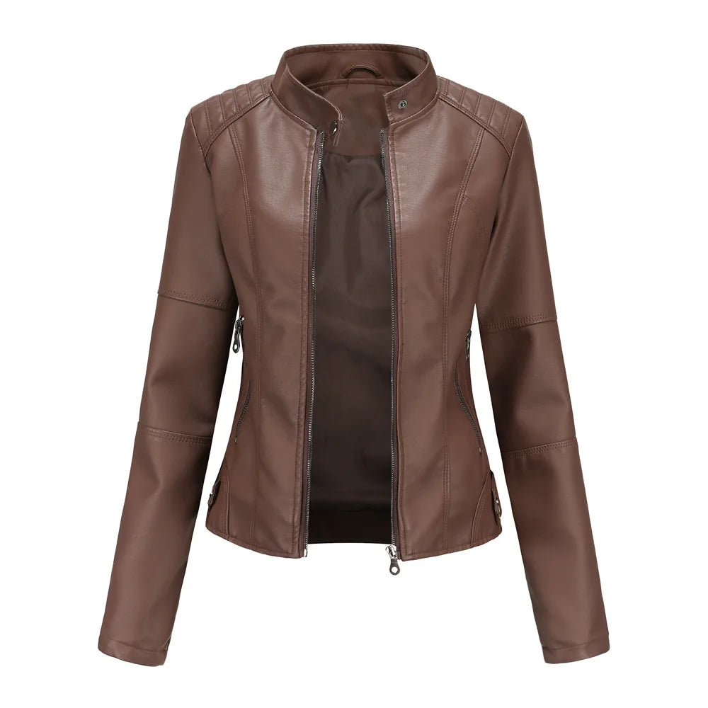 Sara | Chaqueta minimalista de piel lisa