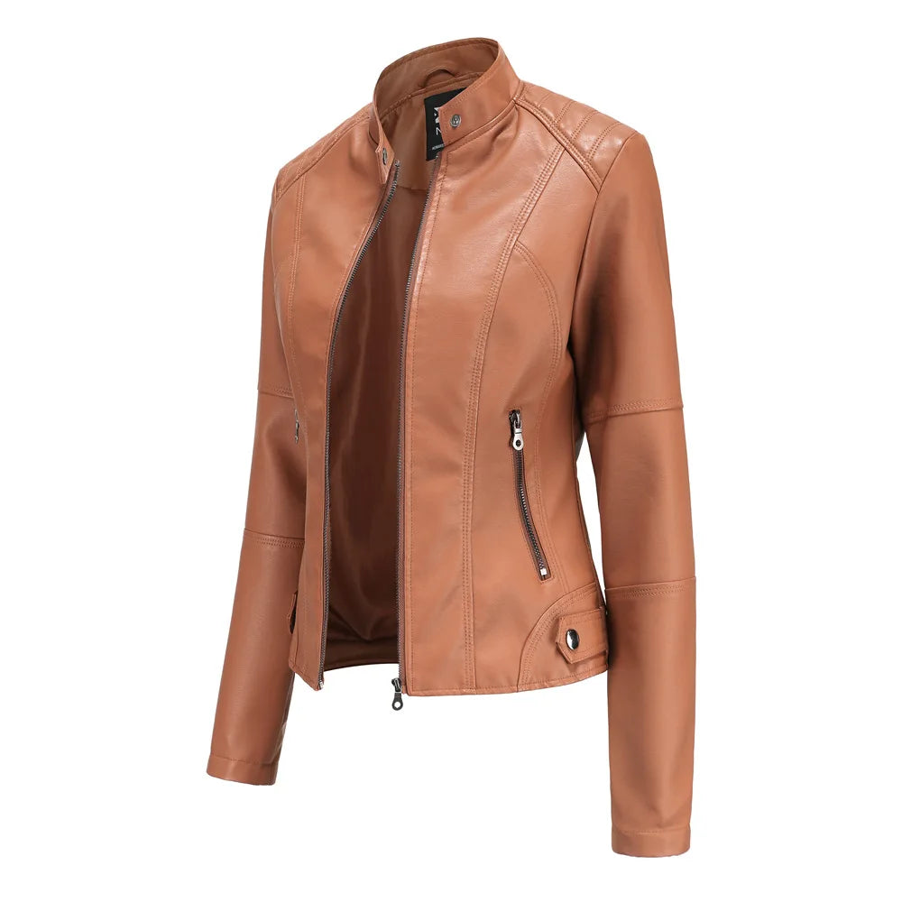 Sara | Chaqueta minimalista de piel lisa