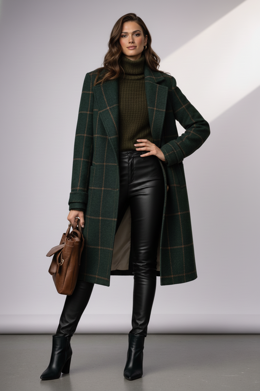 Eva™ | Abrigo Clásico de Cuadros