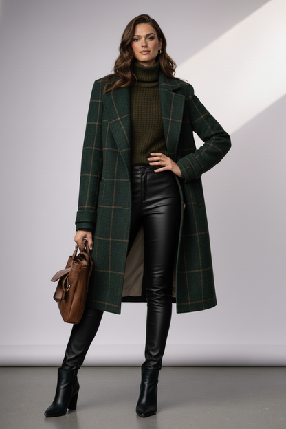 Eva™ | Abrigo Clásico de Cuadros