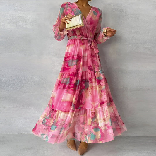 LUCIA | Vestido largo de verano con estampado floral y silueta ajustable