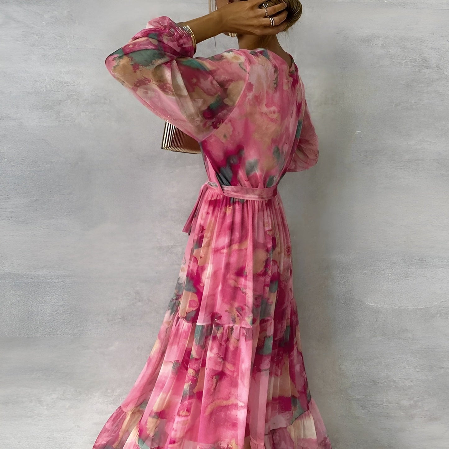 LUCIA | Vestido largo de verano con estampado floral y silueta ajustable