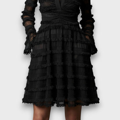 Carolina – Vestido midi con flecos transparentes