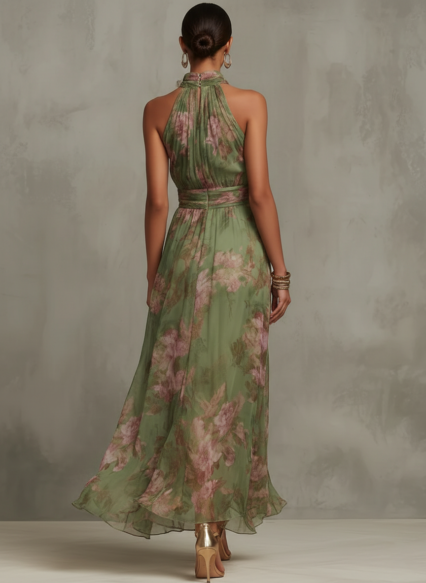 Azahara | Vestido maxi floral verde
