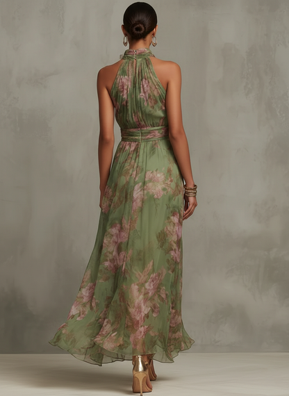 Azahara | Vestido maxi floral verde