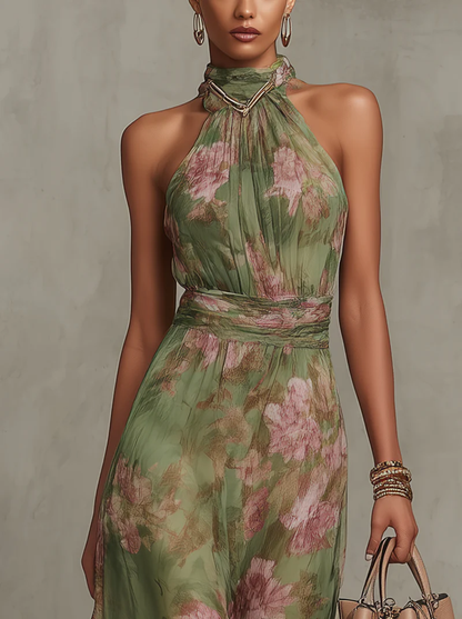 Azahara | Vestido maxi floral verde