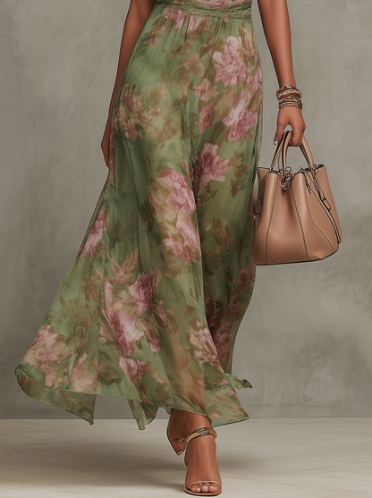 Azahara | Vestido maxi floral verde