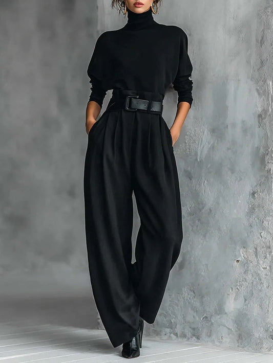 Julia |  Conjunto de jersey de cuello alto y pantalón recto