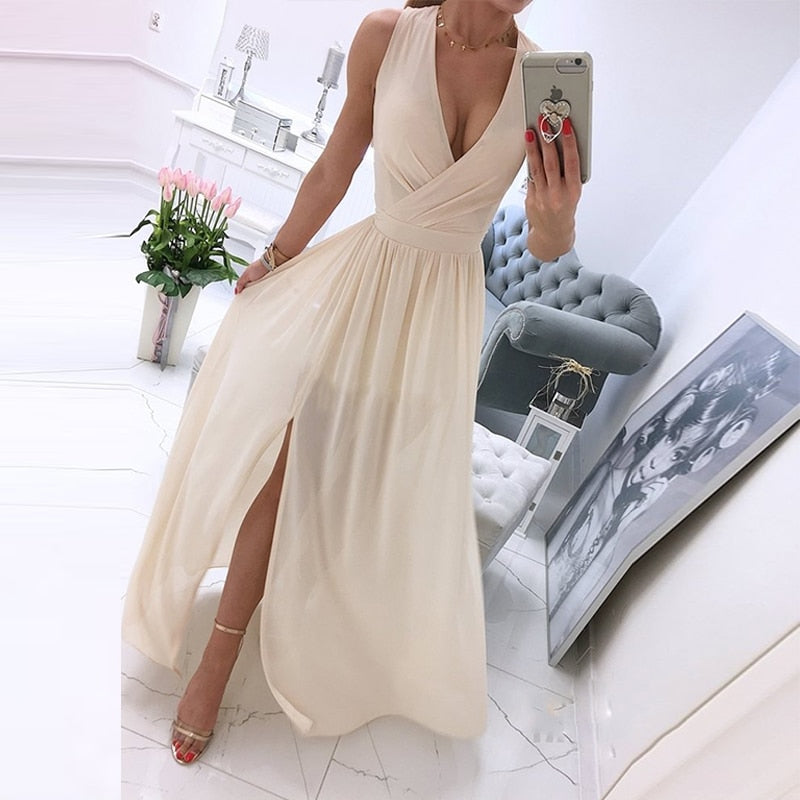 Carol - Vestido de playa de mujer sin mangas y escote en V