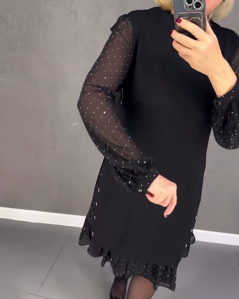 ELIANA | Vestido elegante con mangas transparentes y corte favorecedor para ocasiones otoñales