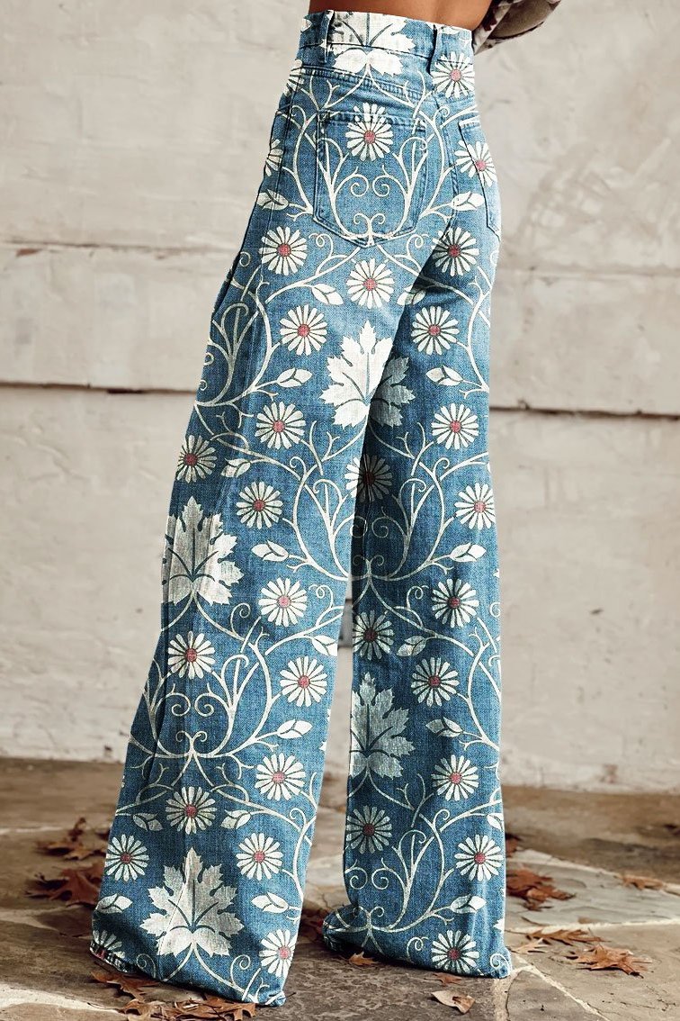 Margarita | Pantalones elegantes con estampado floral bohemio