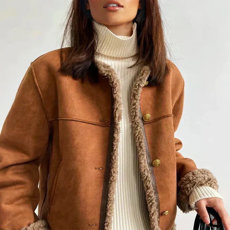Mariona | Chaqueta marrón cálida de cuero