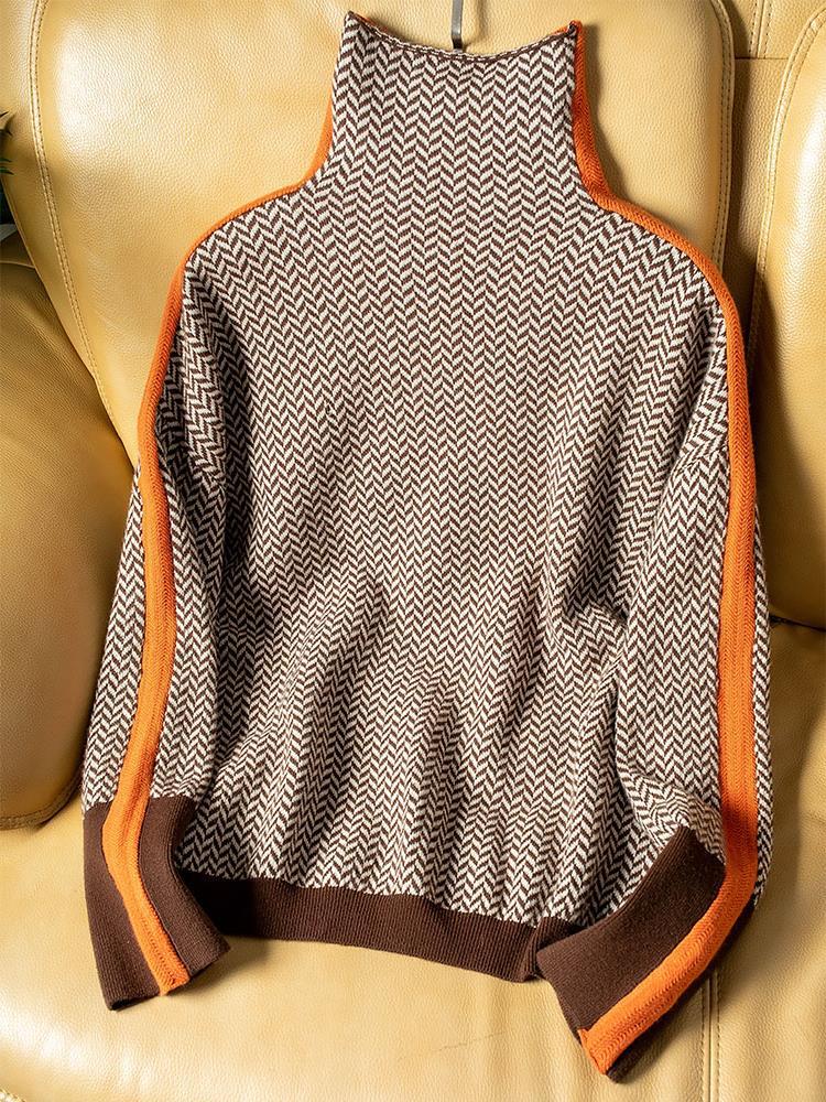 Rebeca™ | Jersey de cuello alto con llamativas rayas en contraste
