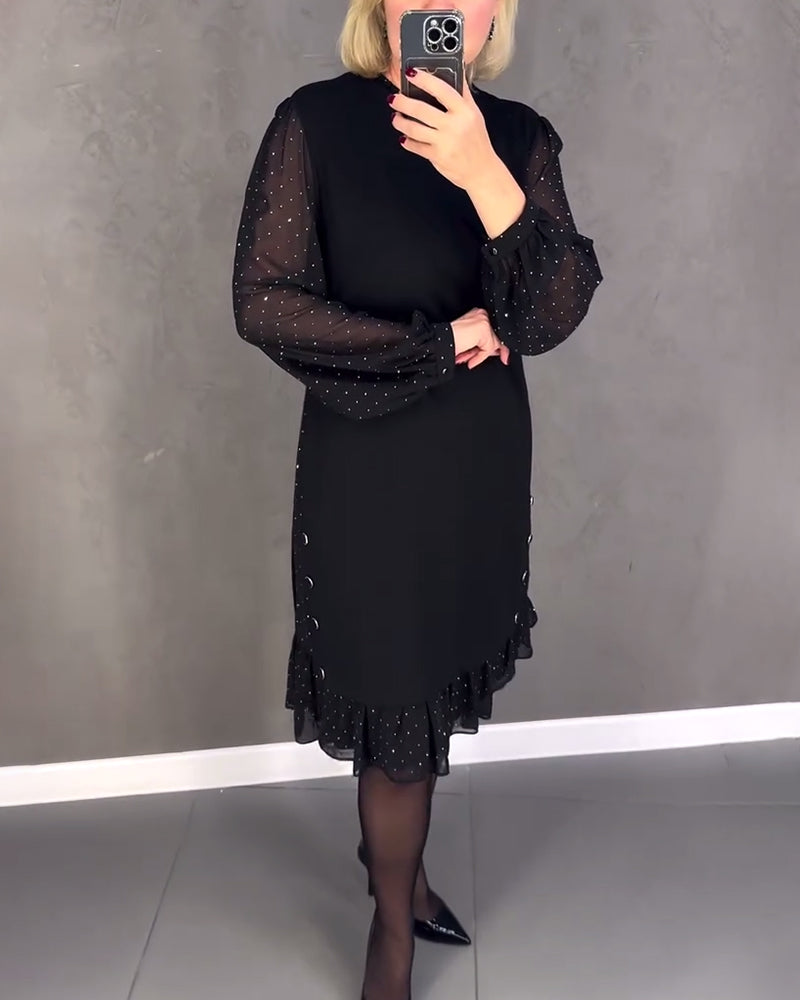 ELIANA | Vestido elegante con mangas transparentes y corte favorecedor para ocasiones otoñales