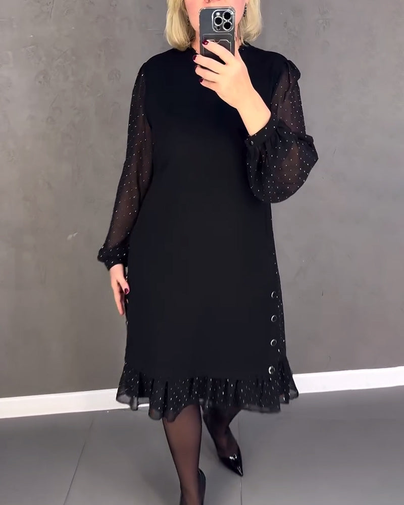 ELIANA | Vestido elegante con mangas transparentes y corte favorecedor para ocasiones otoñales