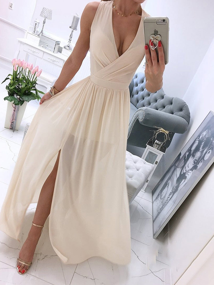 Carol - Vestido de playa de mujer sin mangas y escote en V