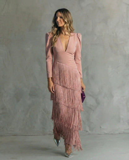 Triana · Vestido elegante con mangas de flecos