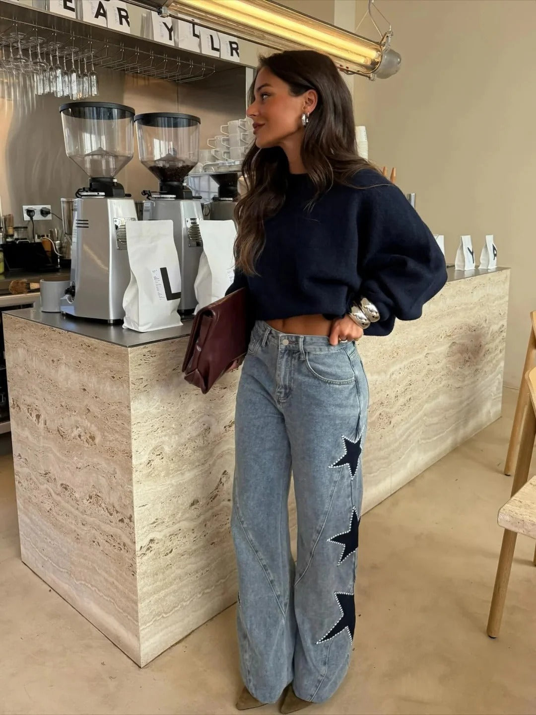 Gabriela | Jeans Casual rectos de estrellas